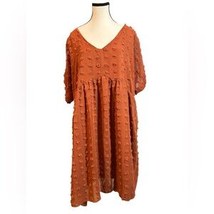 Chic Terracotta Textured Midi Dress